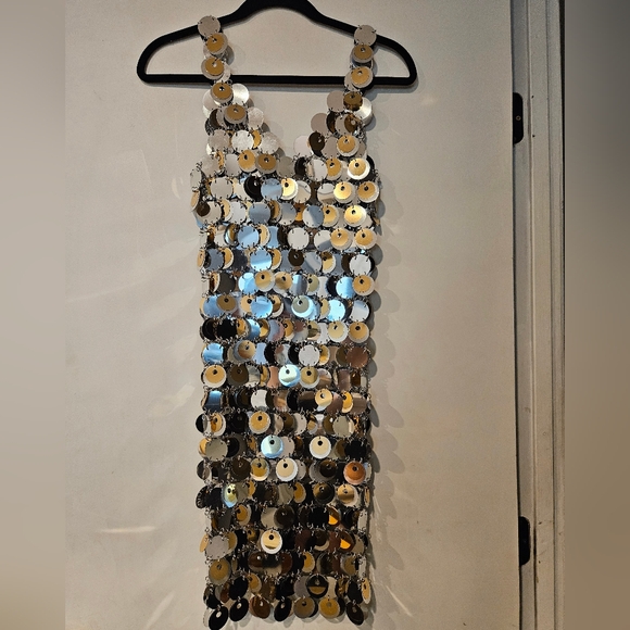 Rabanne H&M Sold Out Sequin Disc Mini Dress XS - Picture 3 of 13